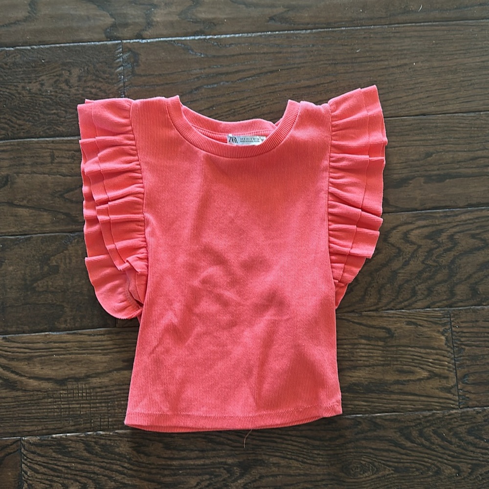 Salmon Zara Ruffle Top - Picture 2 of 2